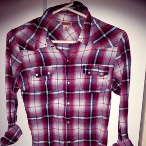 Mossimo Supply Co Red White Black Plaid Shirt